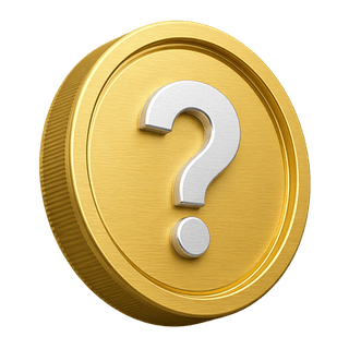 3D-Goldmünze mit Fragezeichen als Dekoelement auf der FAQ-Seite